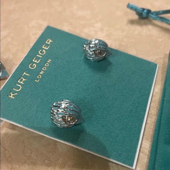 Kurt Geiger Silver and Blue Enamel Eagle Head Necklace and Earrings Bundle - Picture 3 of 7